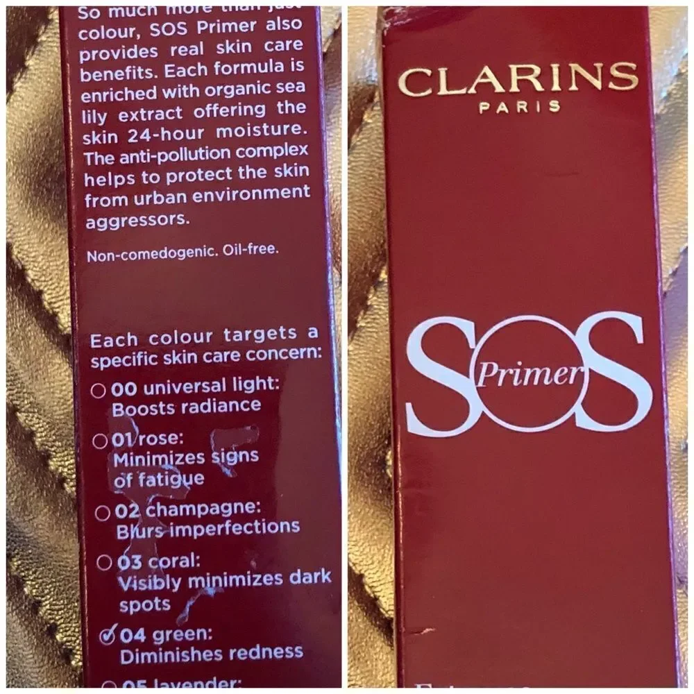 CLARINS - NWT - SOS Primer in Green (04). Corrects Redness. 1 oz/Non-Perfect Box